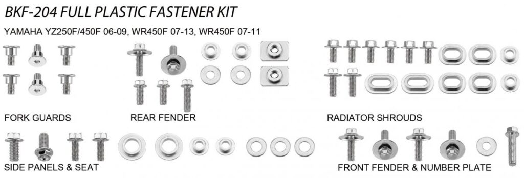 Airtime Volledige plastic set schroeven set Yamaha YZ 250F/450F 06-09 & WR 250F 07-13 & WR 450F 07-11