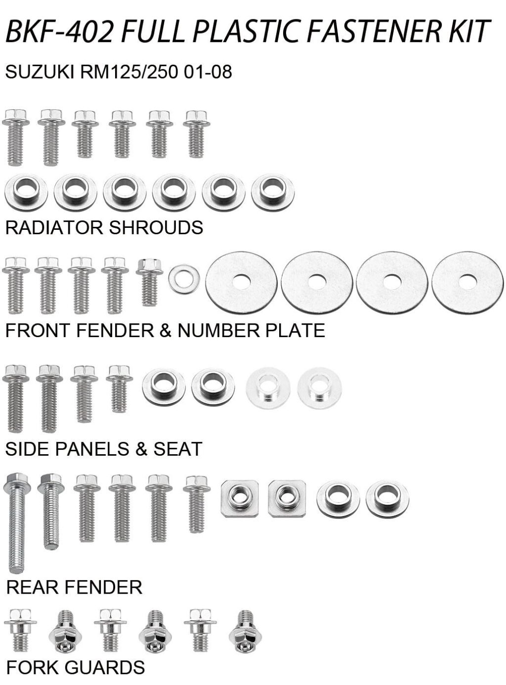 Airtime Volledige plastic set schroeven set Suzuki RM 125/250 01-08