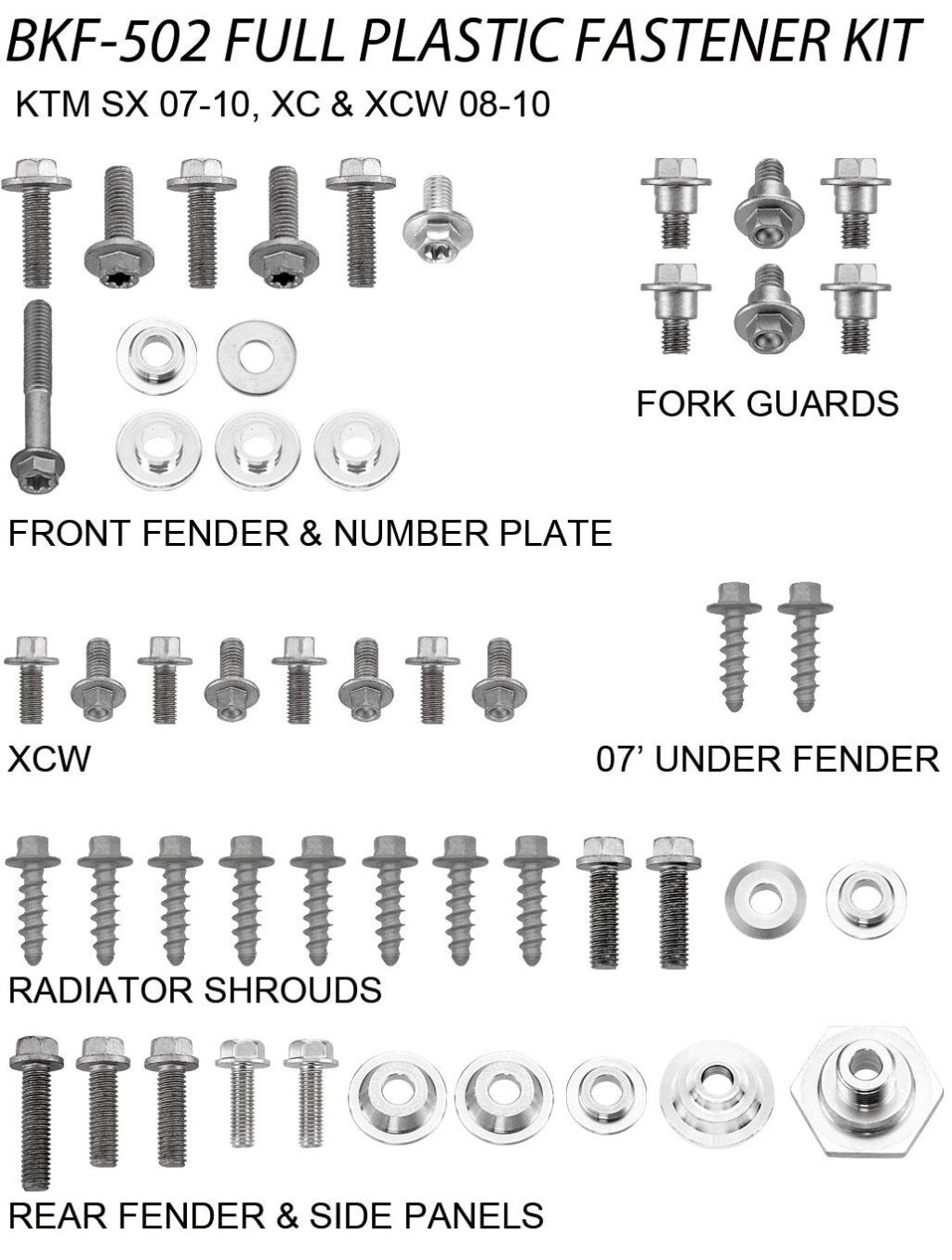 Airtime Volledige plastic set schroeven set KTM SX/SX-F 07-10