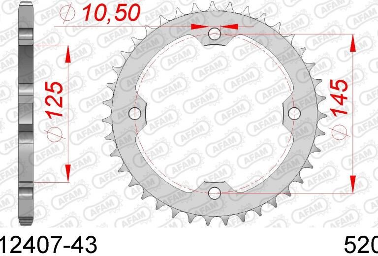 AFAM achtertandwiel staal Yamaha YFZ 450 04-08 & YFM 250R 08-13 & YFM 350R 05-13 & YFM 700R 05-20 & YFZ 450R 09-20