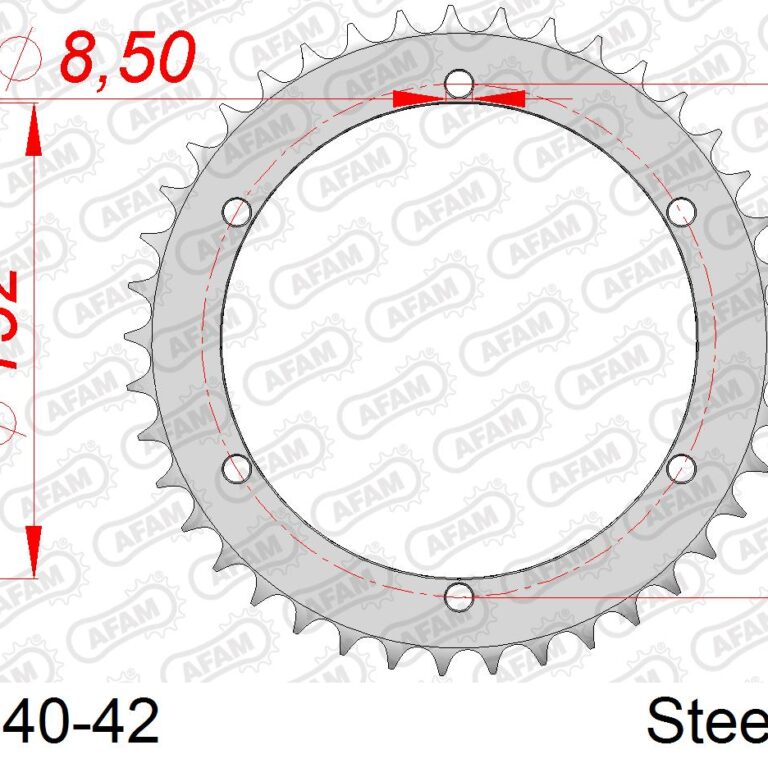 AFAM achtertandwiel staal 42 tands Quad ( voor 520 ketting )