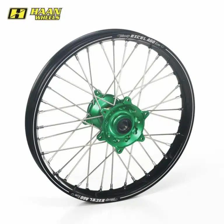Excel achterwiel compleet A60 zwarte velg + Haan Wheels groene naaf 18-2.15 Kawasaki KX 250 2003- & KX 450F 2006-2020