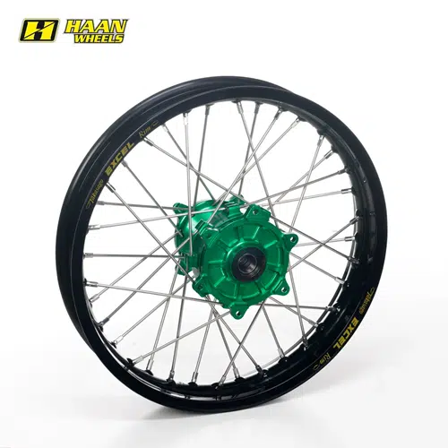 Excel achterwiel compleet zwarte velg + Haan Wheels groene naaf 18-2.15 Kawasaki KX 250 2003- & KX 450F 2006-2020