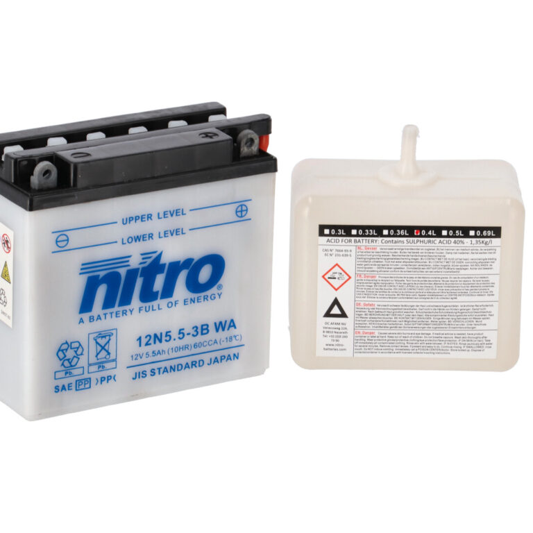 Nitro accu 12N5.5-3B WA open met zuurpakket