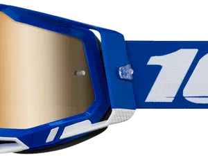 100% Racecraft 2 crossbril Blauw - Goude Spiegel Lens ( 2024 collectie )