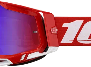 100% Racecraft 2 crossbril Rood- Rode/Blauwe Spiegel Lens ( 2024 collectie )