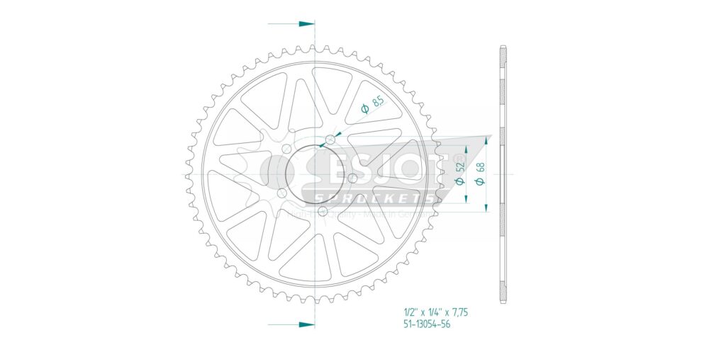 Esjot achtertandwiel 58 tands aluminium voor Surron E Bike Lightbee, Firefly - Afbeelding 2