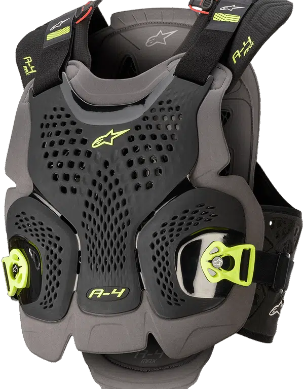 Alpinestars A-4 MAX Bodyprotector Zwart / Antraciet / Fluor Geel maat M / L