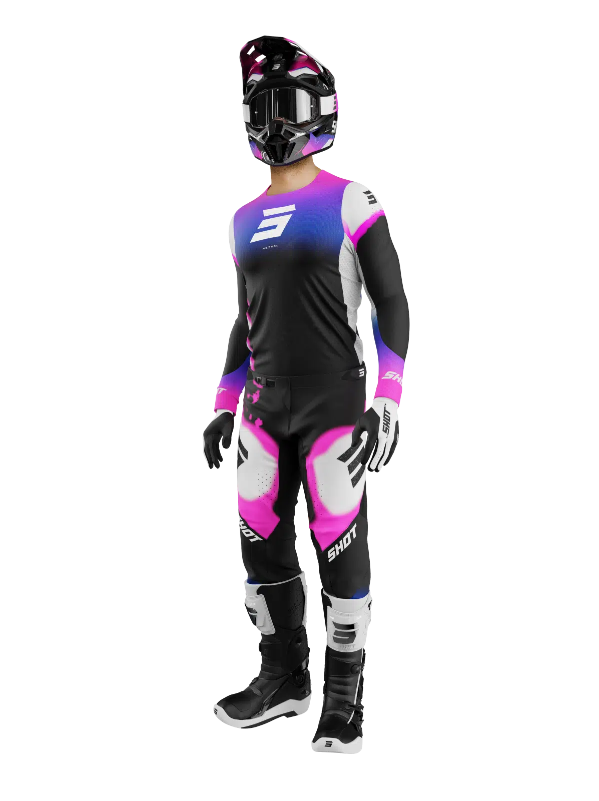 Shot MX Cross Broek Volwassen Aerolite Astral Blauw / Roze 2025 Collectie - Afbeelding 2