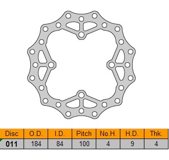 Delta Braking achter remschijf ( 184mm ) Type D Kawasaki KX 85 01-15 & KX 100 01-15
