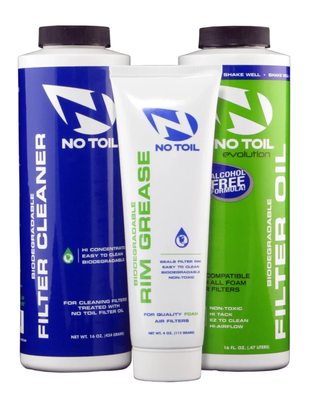 No Toil Bio luchtfilter olie + luchtfilter cleaner + luchtfilterbak vet ( set van 3 )