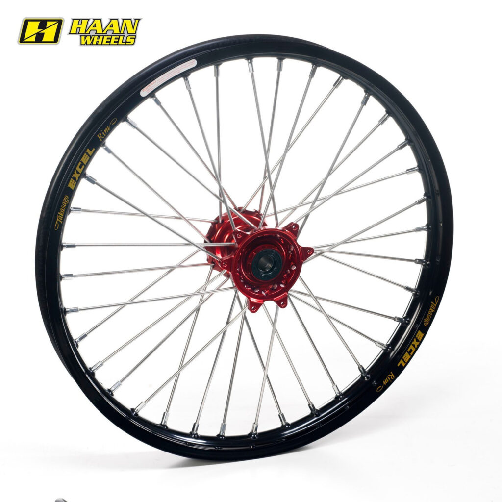 Excel achterwiel compleet zwarte velg + Haan Wheels rood naaf 19-1.85 Honda CR 125R 1990-1994