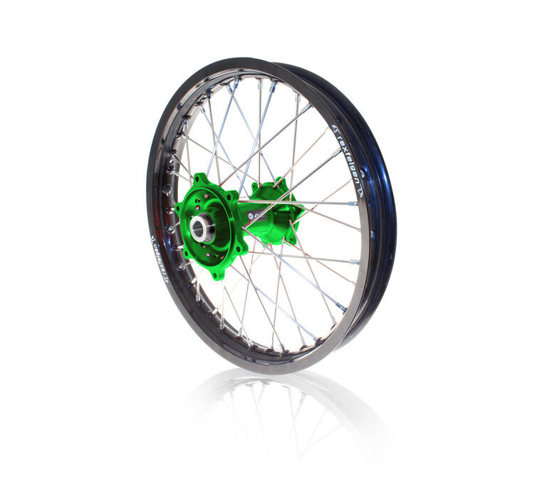 RFX achterwiel compleet zwarte velg + RFX Wheels groene naaf 19-2.15 Kawasaki KX 250 2003- & KX 450F 2006-2020