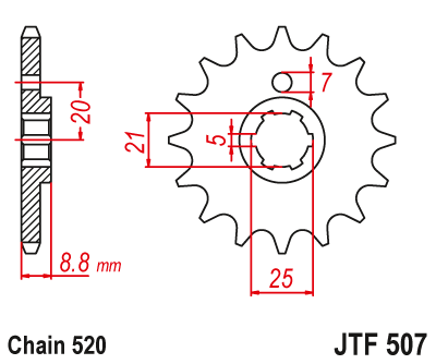JT Sprockets voortandwiel 14 tands Kawasaki KX 250 1978-1986 & KX 420 1980-1981 & KX 500 1983-1986
