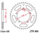 JT achtertandwiel 44 tands staal Kawasaki KX 60 1983-2003 & KX 80 1983-1985 Suzuki RM 60 2003 ( voor 420 ketting )