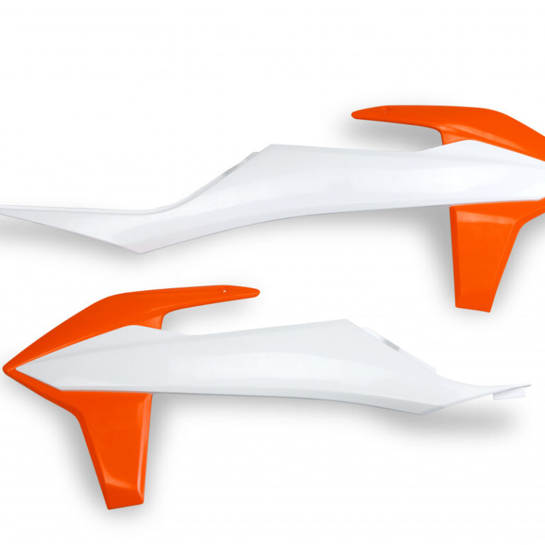 UFO radiator kappen Oranje / Wit KTM SX 125/150/250 2019-2022 & SX-F 250/350/450 2019-2022 & EXC 250/300 2020-2023 & EXC-F 250/350/450/500 2020-2023