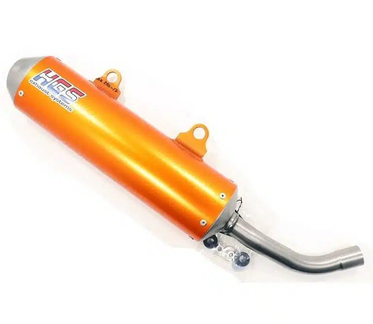 HGS uitlaatdemper oval alu oranje KTM SX 250/300 2023- & Husqvarna TC 250 2023- & Gas Gas MC 250 2024-