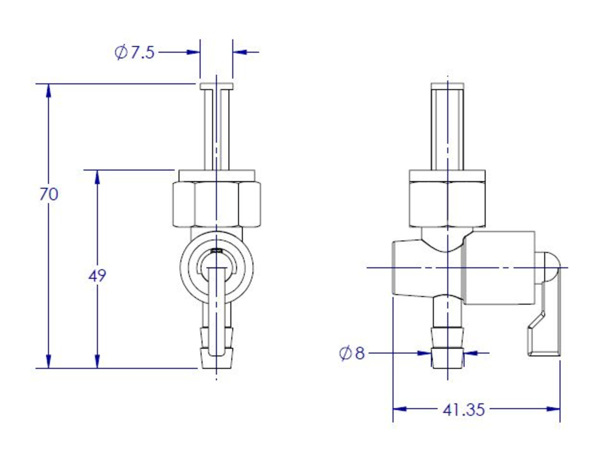 Vintco benzinekraan Kawasaki KX 125 1974-1976 KX 250 1974-1976 1978-1979 KX 400 1975-1976 KX 450 1974 - Afbeelding 2