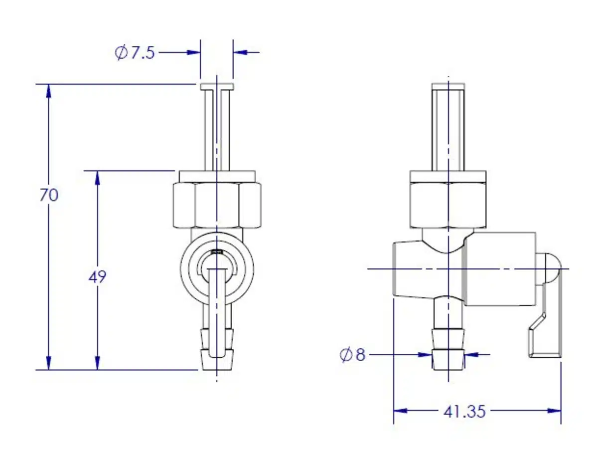 Vintco benzinekraan Kawasaki KX 125 1974-1976 KX 250 1974-1976 1978-1979 KX 400 1975-1976 KX 450 1974 - Afbeelding 2