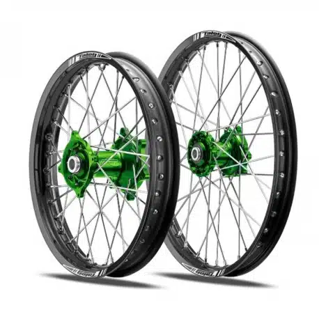 Talon achterwiel compleet zwarte velg + Haan Wheels groene naaf 19-2.15 Kawasaki KX 250 2003- & KX 450F 2006-2020