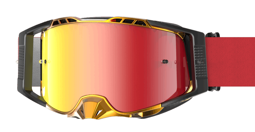 BRAAP Crossbril Zwart / Rood met goud frame en rode spiegellens