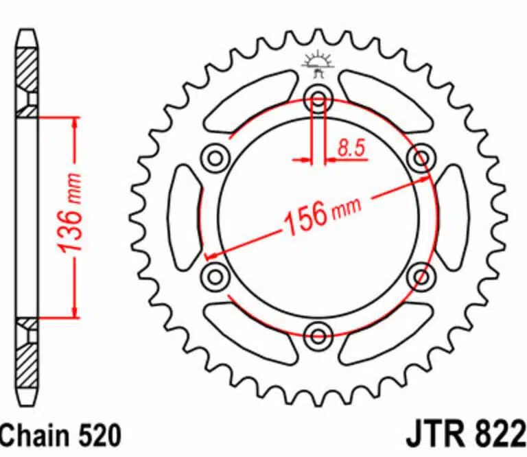JT achtertandwiel 48 tands staal Husqvarna -13