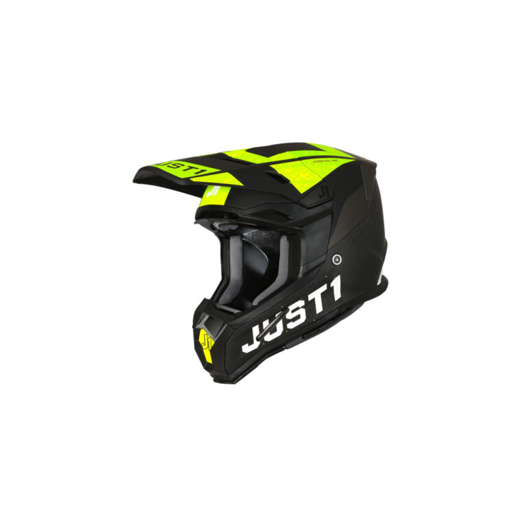 Just1 J-22 Adrenaline Zwart/Fluor Geel/Carbon crosshelm Maat M