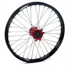 Excel voorwiel compleet zwarte A60 velg + Haan Wheels rode naaf 21-1.60 Honda CR/CRF 1995-