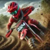 Motorcrosser met Alpinestars crosshelm tijdens rit over modderig parcours in 2024-stijl.