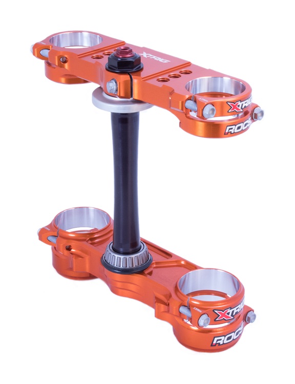 X-Trig Rocs kroonplaten met offset 20-22mm oranje KTM SX/SX-F 125/250/300/350/450 2023- & EXC/EXC-F 250/300/350/450/500 2024- & Husqvarna TC/FC 125/250/350/450 2023- & TE/TE 125/250/300/350/450/500 2024- & Gas Gas MC/MC-F/EC/EC-F 125/250/300/350/450/500 2024-