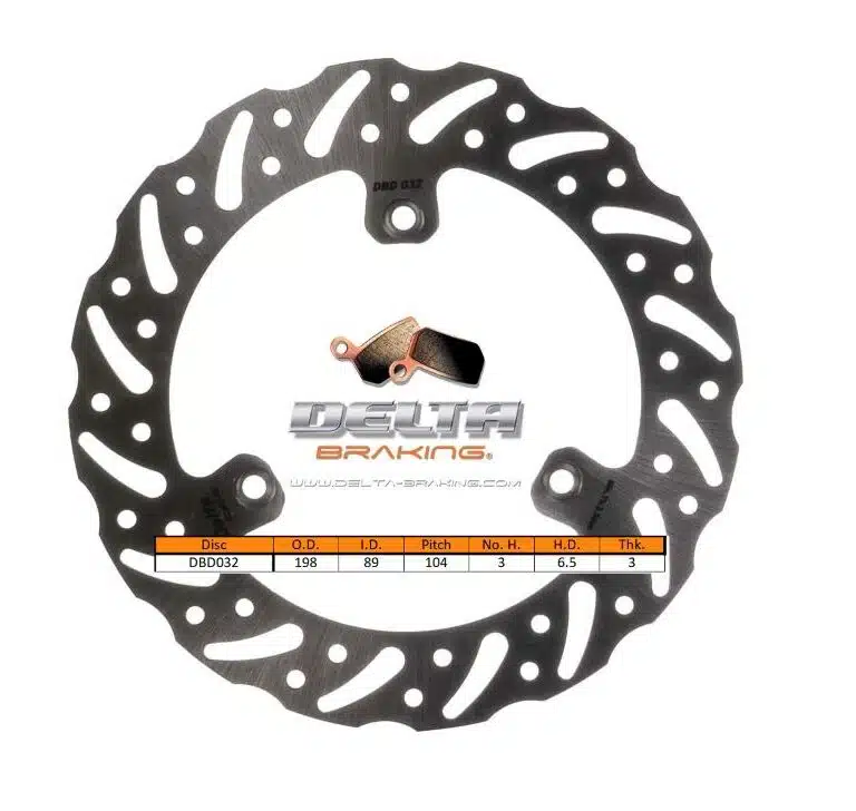 Delta Braking voor remschijf ( 198mm ) Type G KTM SX 65 2004-2022 & Husqvarna TC 65 2017-2022 & Gas Gas MC 65 2021-2022
