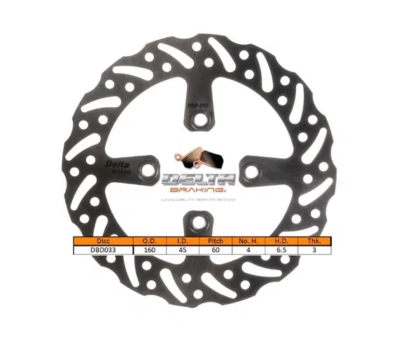 Delta Braking achter remschijf ( 160mm ) Type G KTM SX 65 2004-2022 & Husqvarna TC 65 2017-2023 & Gas Gas MC 65 2021-2024