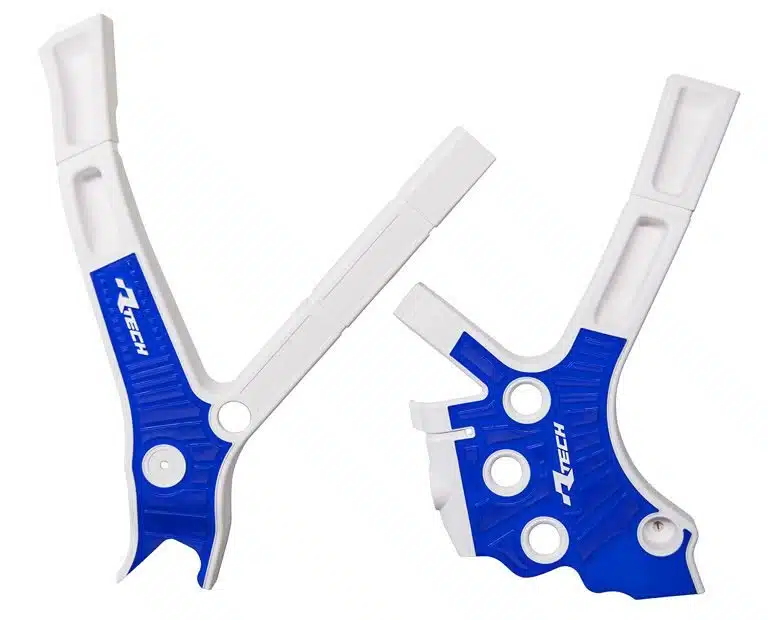 Racetech frame beschermers Wit / Blauw Yamaha YZ 125/250 2005- & Fantic XX/XE 125/250 2021-