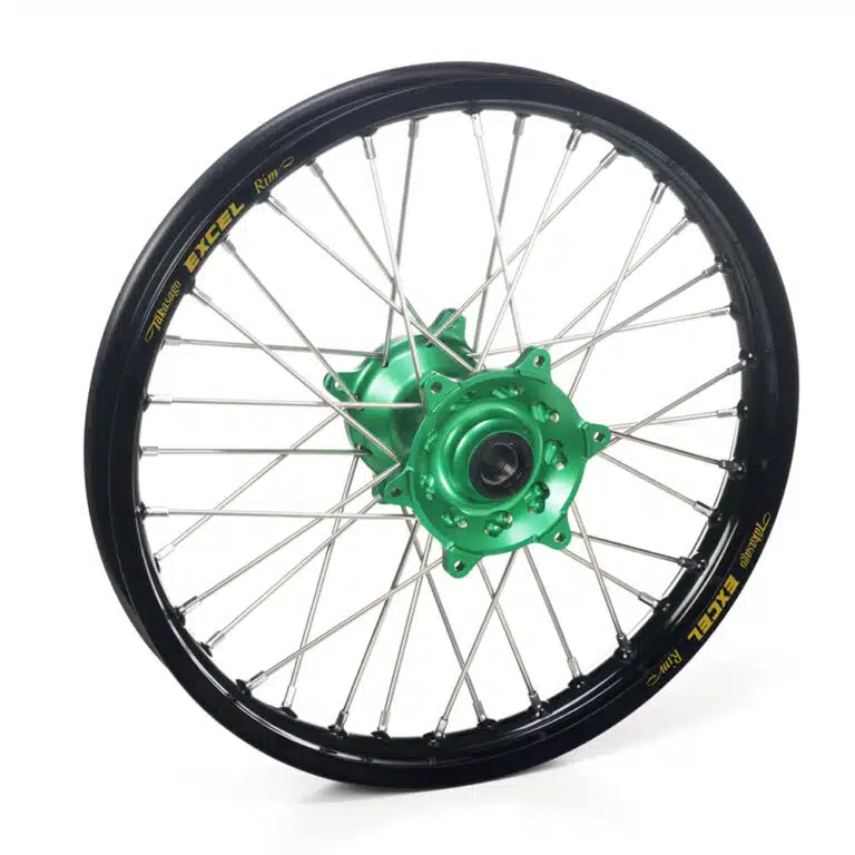 Excel voorwiel compleet zwarte velg + Haan Wheels groene naaf 21-1.60 KTM SX/SX-F 15- & EXC/EXC-F 16- & Husqvarna TC/FC 15- & TE/FE 16-