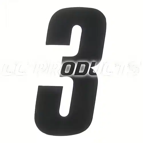CC Products plaknummer #3 Zwart 11cm hoog ( per stuk ) nummer 3