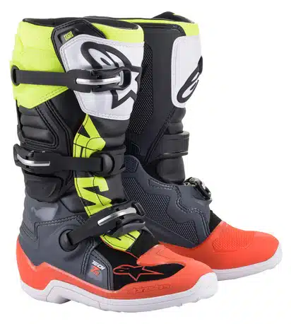 Alpinestars Tech 7S Kinder MX Laarzen Fluor Geel / Rood / Grijs