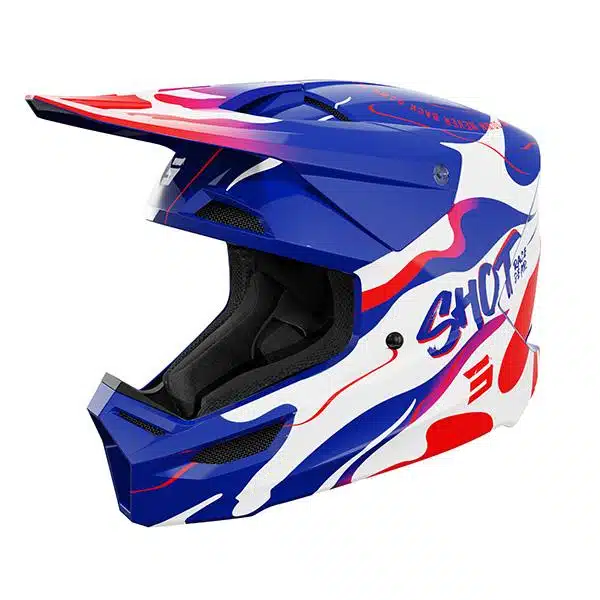 Shot MX Crosshelm Kinderen Furious Kid Beast Blauw Rood Glans 2026 Collectie