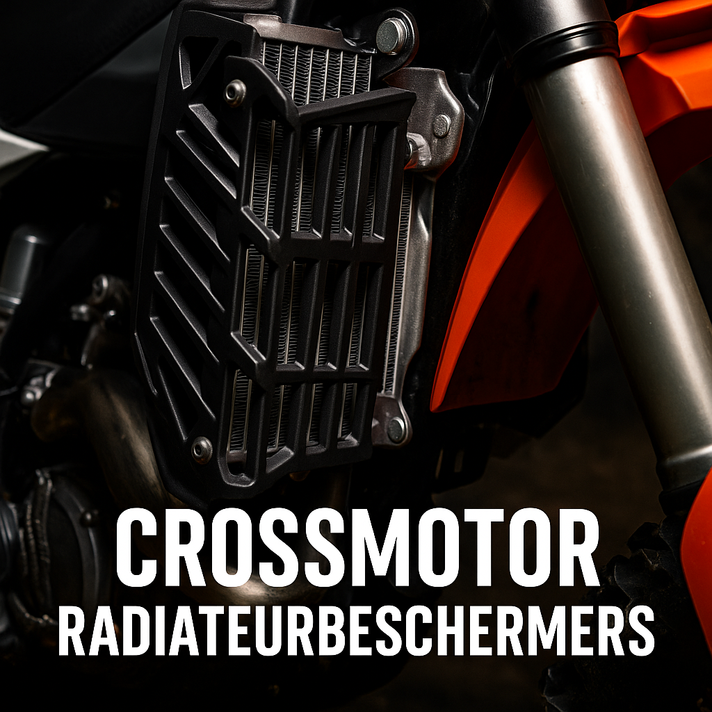 Close-up van crossmotor radiateurbeschermers – bescherming en koeling gecombineerd