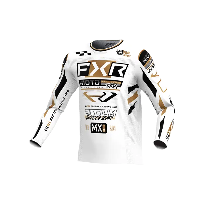 FXR Podium Gladiator MX Jersey Offroad โ White/Black/Gold (XS)