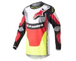 Alpinestars 2023 Fluid Agent volwassen cross shirt Zwart / Rood / Fluor Geel