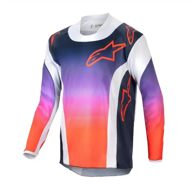 Alpinestars 2024 Racer Hoen Kinder cross shirt Licht Grijs / Hot Oranje / Zwart Maat XL