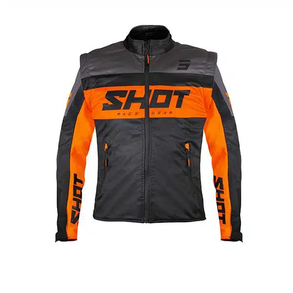 Shot Softshell Enduro Jas Volwassenen Zwart/Oranje met afritsbare mouwen 2026 collectie