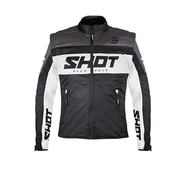 Shot Softshell Enduro Jas Volwassenen Zwart/Wit met afritsbare mouwen 2026 collectie