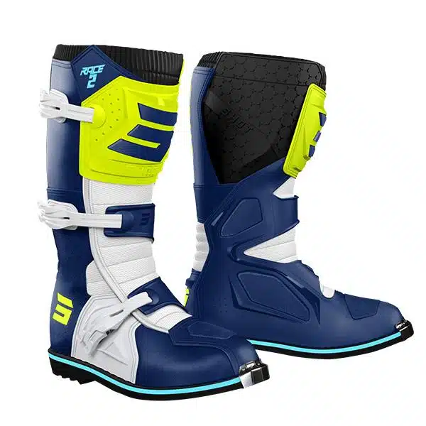 Shot Race Volwassen Race 2 MX Laarzen Blauw / Fluor Geel