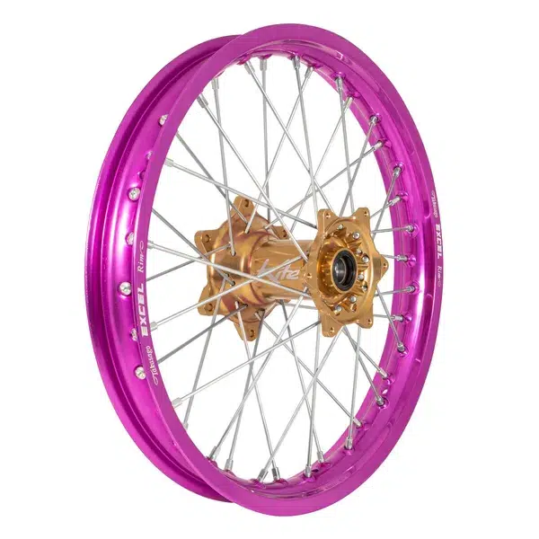 Elite Achterwiel compleet Paarse Excel Signature velg + Kite Licht Bronze naaf 2.15x19 Yamaha/Fantic 4 takt ( Factory Team Racing Replica )