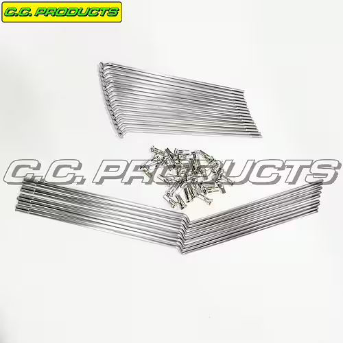 CC-Products Voorwiel 17″ RVS spakenset 24 stuks + nippels voor OEM naaf Yamaha YZ 80 1984-1985