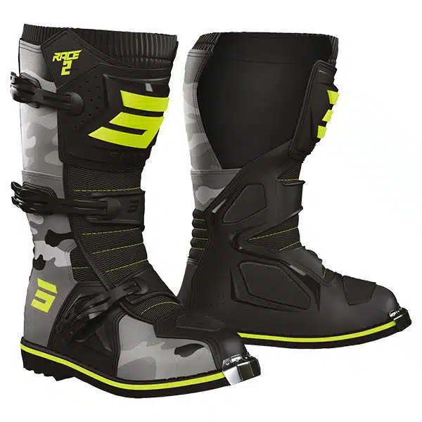 Shot Race Kinder MX Laarzen Camo / Fluor Geel