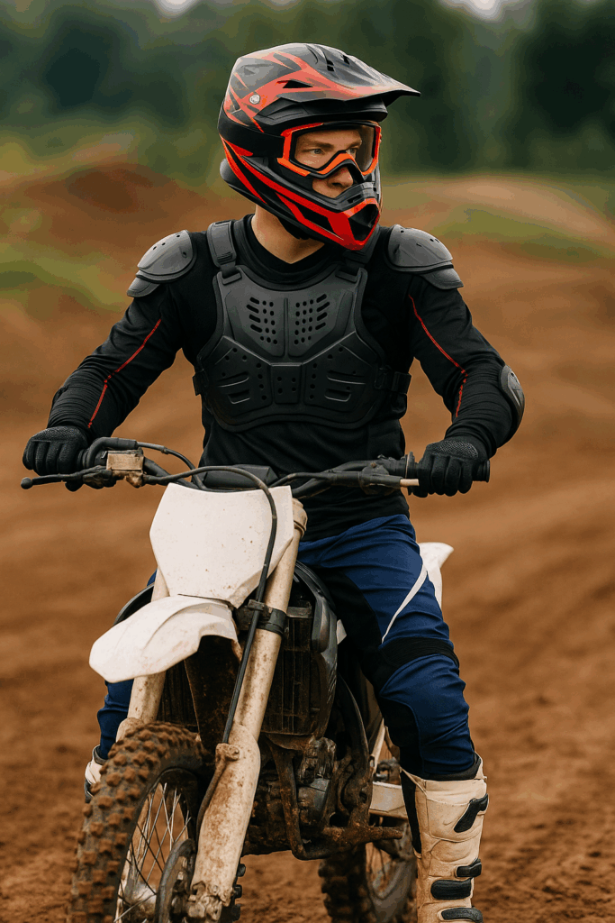 Motocross bescherming dragen voor maximale veiligheid.