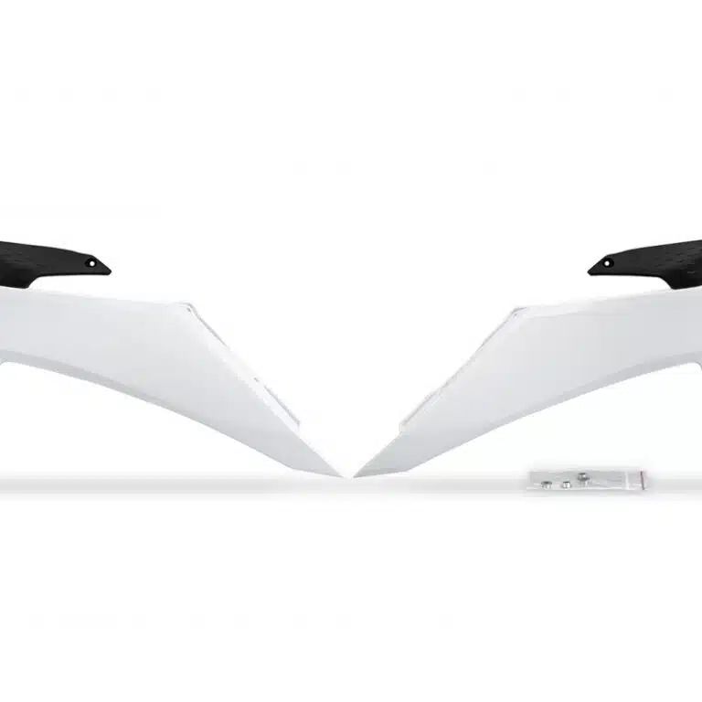 UFO Radiator Kappen Wit / Zwart ( OEM 2023 ) KTM SX 125/150/250/300 2023-2024 & SX-F 250/350/450 2023-2024 & EXC/EXC-F 250/300/350/450/500 2024-