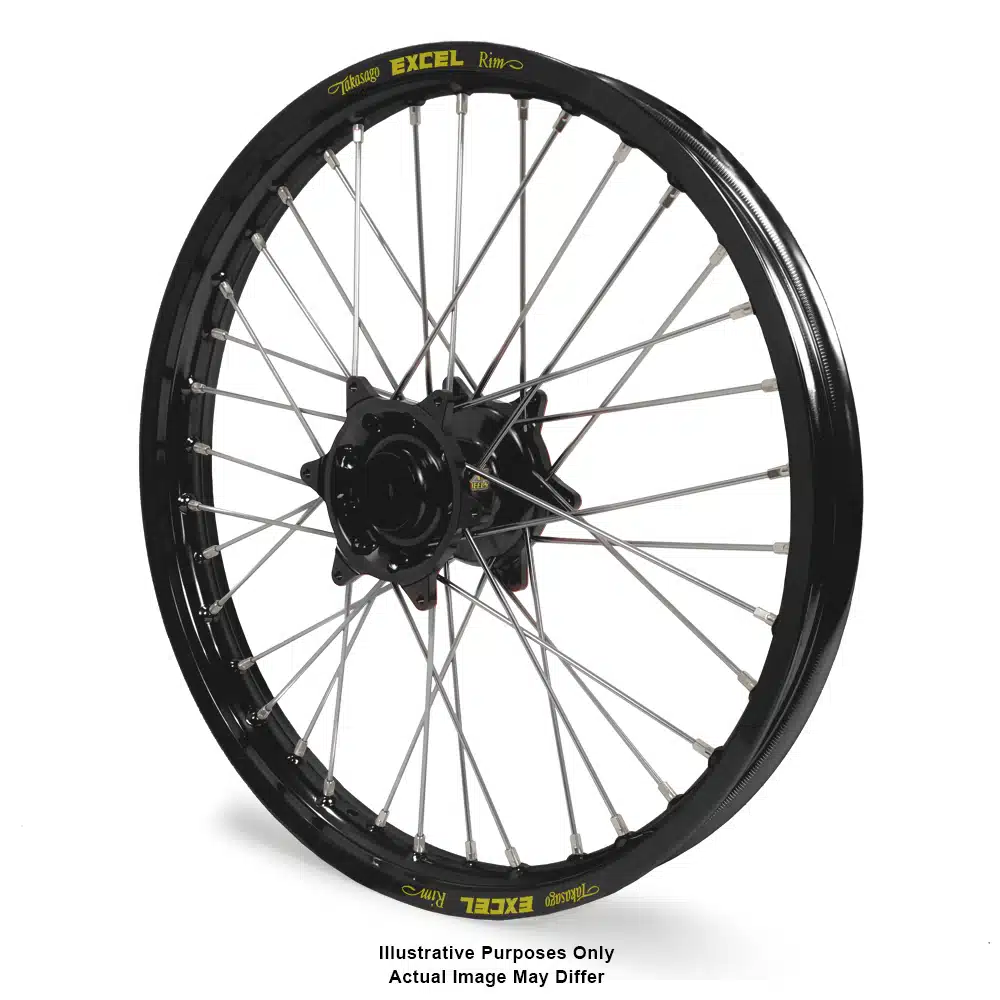 Excel achterwiel compleet zwarte velg + Haan Wheels Zwarte naaf 14x1.60 grote wielen KTM SX 65 2025- & Husqvarna TC 65 2025- & Gas Gas MC 65 2025-